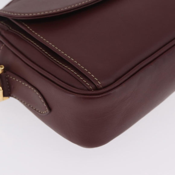 Cartier Must Line Shoulder Bag Leather Bordeaux Gold Auth 211696A