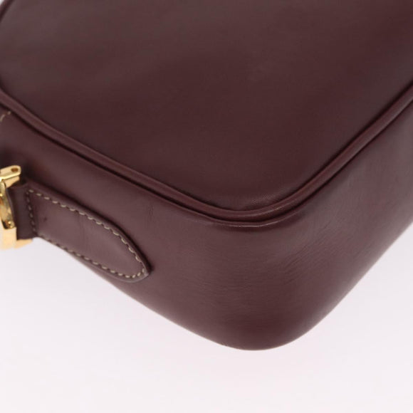 Cartier Must Line Shoulder Bag Leather Bordeaux Gold Auth 211696A