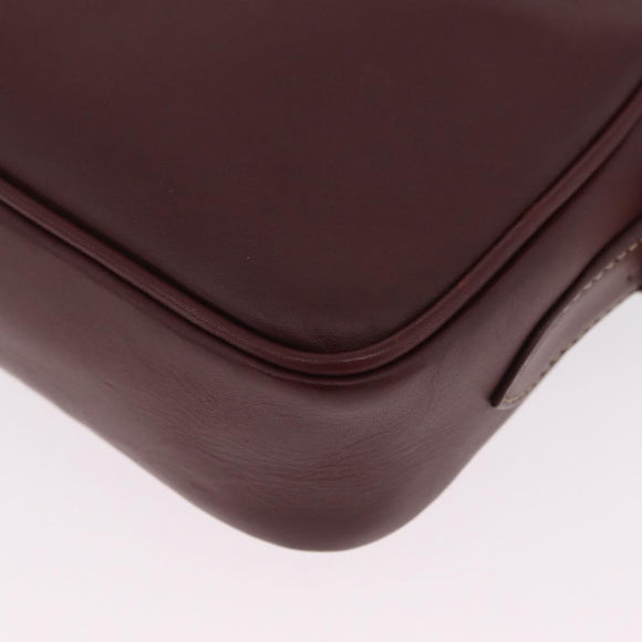 Cartier Must Line Shoulder Bag Leather Bordeaux Gold Auth 211696A