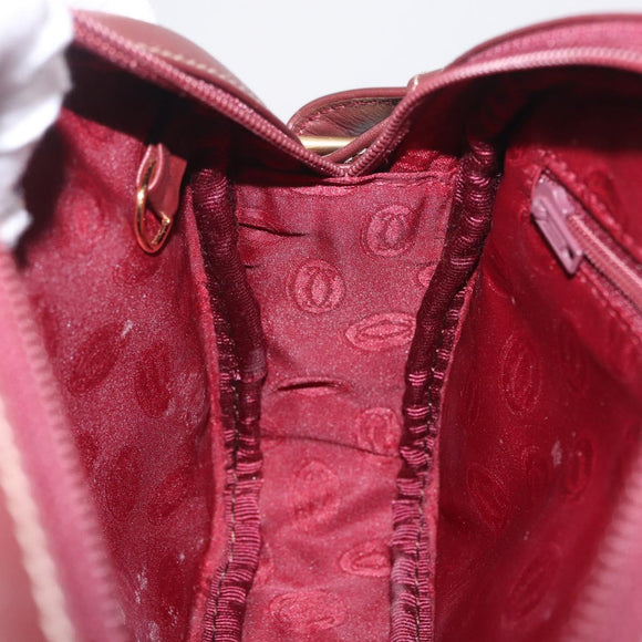 Cartier Must Line Shoulder Bag Leather Bordeaux Gold Auth 211696A