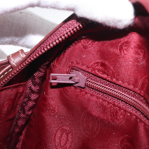 Cartier Must Line Shoulder Bag Leather Bordeaux Gold Auth 211696A