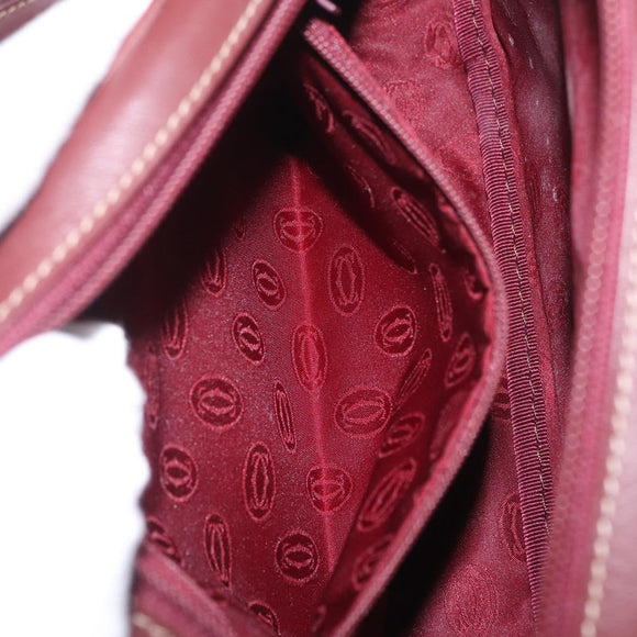 Cartier Must Line Shoulder Bag Leather Bordeaux Gold Auth 211696A