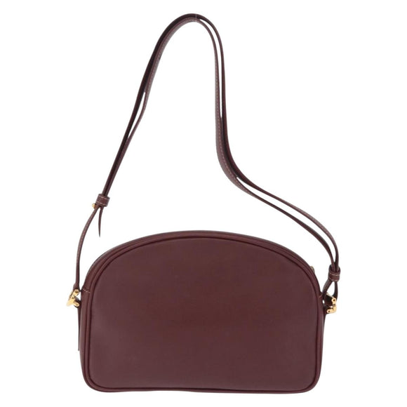 Cartier Must Line Shoulder Bag Leather Bordeaux Gold Auth 211696A