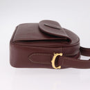 Cartier Must Line Shoulder Bag Leather Bordeaux Gold Auth 211696A-4