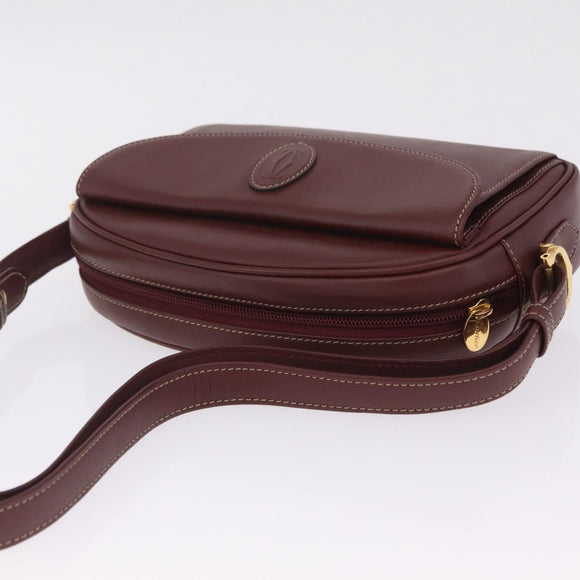 Cartier Must Line Shoulder Bag Leather Bordeaux Gold Auth 211696A