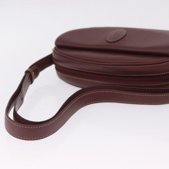 Cartier Must Line Shoulder Bag Leather Bordeaux Gold Auth 211696A