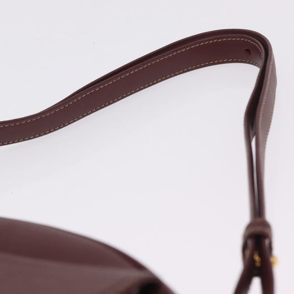 Cartier Must Line Shoulder Bag Leather Bordeaux Gold Auth 211696A