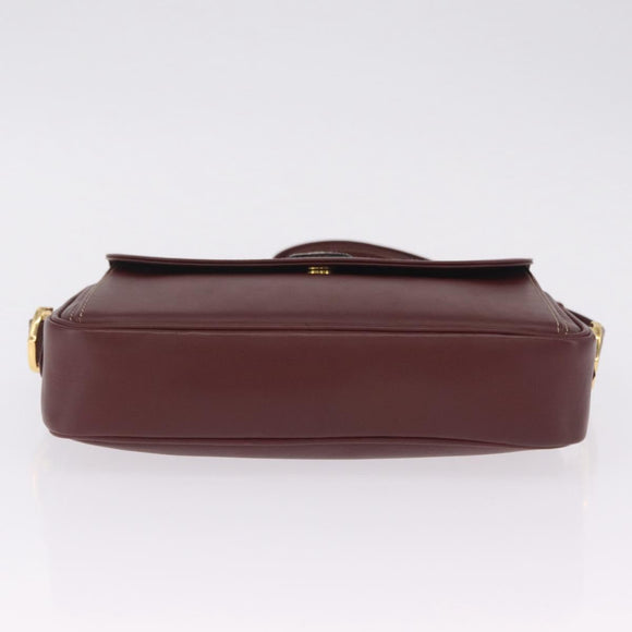 Cartier Must Line Shoulder Bag Leather Bordeaux Gold Auth 211696A