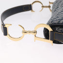 Christian Dior Trotter Canvas saddle Shoulder Bag Navy Gold Auth 211697SAV-10