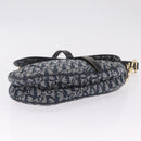Christian Dior Trotter Canvas saddle Shoulder Bag Navy Gold Auth 211697SAV-12