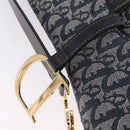Christian Dior Trotter Canvas saddle Shoulder Bag Navy Gold Auth 211697SAV-18