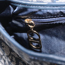 Christian Dior Trotter Canvas saddle Shoulder Bag Navy Gold Auth 211697SAV-24