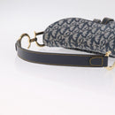 Christian Dior Trotter Canvas saddle Shoulder Bag Navy Gold Auth 211697SAV-7