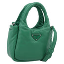 PRADA Hand Bag Leather 2way Green Silver Auth 211699SAM-1