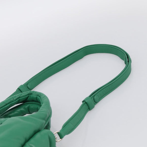 PRADA Hand Bag Leather 2way Green Silver Auth 211699SAM