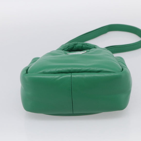 PRADA Hand Bag Leather 2way Green Silver Auth 211699SAM