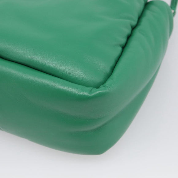 PRADA Hand Bag Leather 2way Green Silver Auth 211699SAM