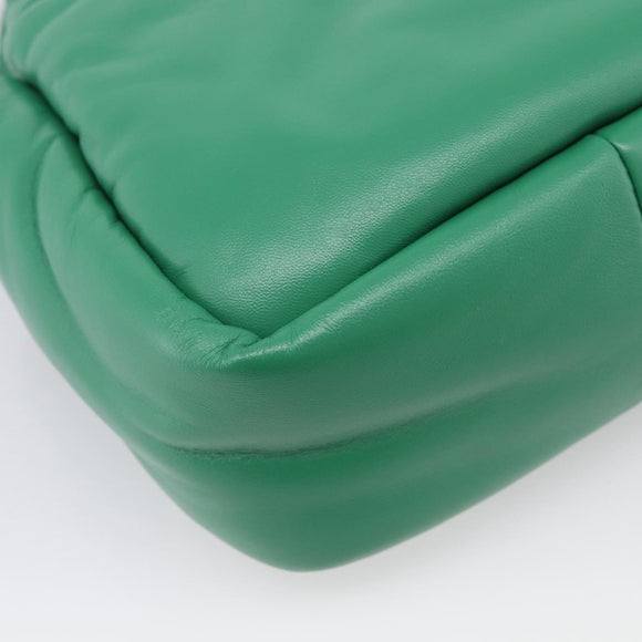 PRADA Hand Bag Leather 2way Green Silver Auth 211699SAM