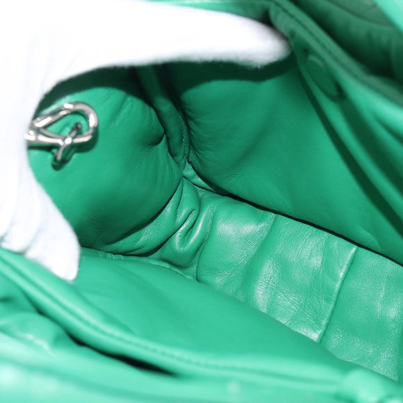 PRADA Hand Bag Leather 2way Green Silver Auth 211699SAM
