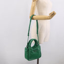 PRADA Hand Bag Leather 2way Green Silver Auth 211699SAM-24