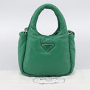 PRADA Hand Bag Leather 2way Green Silver Auth 211699SAM-25