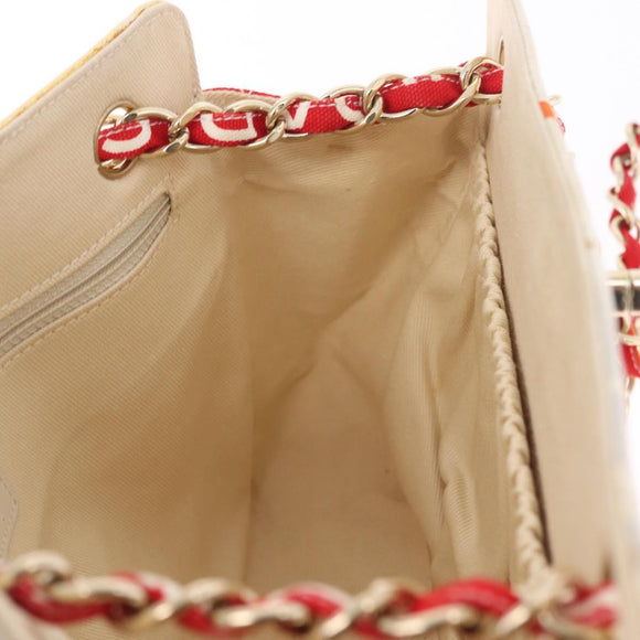 CHANEL Cruise Line Matelasse Chain Tote Bag Canvas Pink Gold CC Auth 211700SM