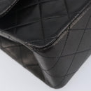 CHANEL Matelasse 25 Chain Shoulder Bag Lamb Skin Black Gold CC Auth 211705SV-11