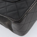 CHANEL Matelasse 25 Chain Shoulder Bag Lamb Skin Black Gold CC Auth 211705SV-13