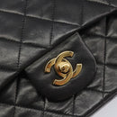 CHANEL Matelasse 25 Chain Shoulder Bag Lamb Skin Black Gold CC Auth 211705SV-14