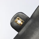 CHANEL Matelasse 25 Chain Shoulder Bag Lamb Skin Black Gold CC Auth 211705SV-17