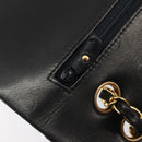 CHANEL Matelasse 25 Chain Shoulder Bag Lamb Skin Black Gold CC Auth 211705SV-18