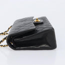 CHANEL Matelasse 25 Chain Shoulder Bag Lamb Skin Black Gold CC Auth 211705SV-5