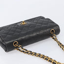CHANEL Matelasse 25 Chain Shoulder Bag Lamb Skin Black Gold CC Auth 211705SV-6