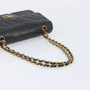 CHANEL Matelasse 25 Chain Shoulder Bag Lamb Skin Black Gold CC Auth 211705SV-7
