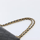 CHANEL Matelasse 25 Chain Shoulder Bag Lamb Skin Black Gold CC Auth 211705SV-8