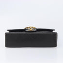 CHANEL Matelasse 25 Chain Shoulder Bag Lamb Skin Black Gold CC Auth 211705SV-9