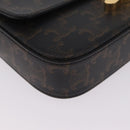 CELINE Triomphe Chain Shoulder Bag Leather Black Gold Auth 211706SAM-10