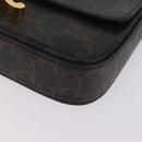 CELINE Triomphe Chain Shoulder Bag Leather Black Gold Auth 211706SAM-11