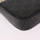 CELINE Triomphe Chain Shoulder Bag Leather Black Gold Auth 211706SAM-12