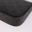 CELINE Triomphe Chain Shoulder Bag Leather Black Gold Auth 211706SAM-13