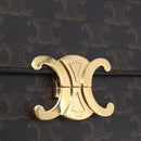 CELINE Triomphe Chain Shoulder Bag Leather Black Gold Auth 211706SAM-14