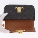 CELINE Triomphe Chain Shoulder Bag Leather Black Gold Auth 211706SAM-15