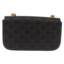 CELINE Triomphe Chain Shoulder Bag Leather Black Gold Auth 211706SAM-3