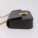 CELINE Triomphe Chain Shoulder Bag Leather Black Gold Auth 211706SAM-5