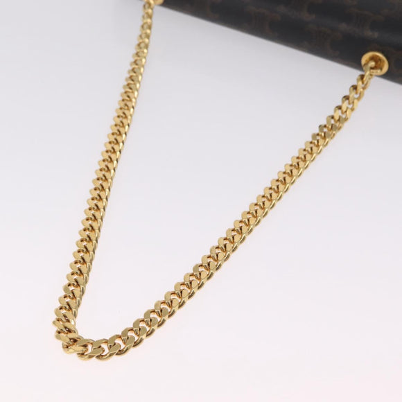 CELINE Triomphe Chain Shoulder Bag Leather Black Gold Auth 211706SAM