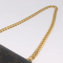 CELINE Triomphe Chain Shoulder Bag Leather Black Gold Auth 211706SAM-8