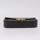 CELINE Triomphe Chain Shoulder Bag Leather Black Gold Auth 211706SAM-9