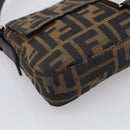 FENDI Zucca Canvas Mamma Baguette Shoulder Bag Brown Black Auth 211709V-11