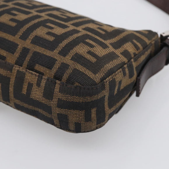 FENDI Zucca Canvas Mamma Baguette Shoulder Bag Brown Black Auth 211709V