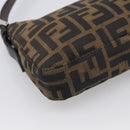 FENDI Zucca Canvas Mamma Baguette Shoulder Bag Brown Black Auth 211709V-13